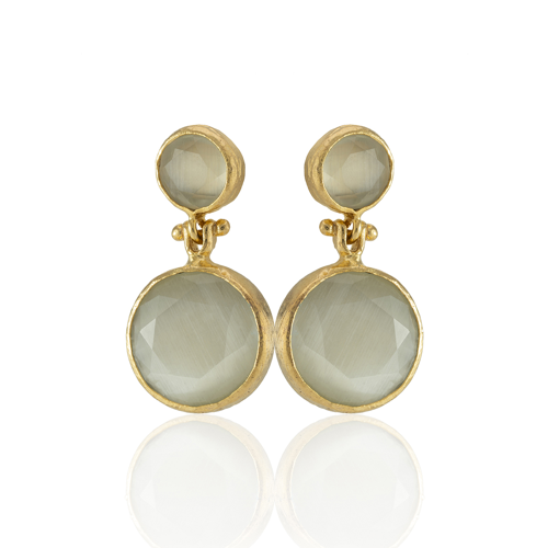 Kadir Jewellery 22 Ayar Altın Kaplama Kadın Taşlı Küpe -El İşçiliği Ve Hipoalerjenik Küpe