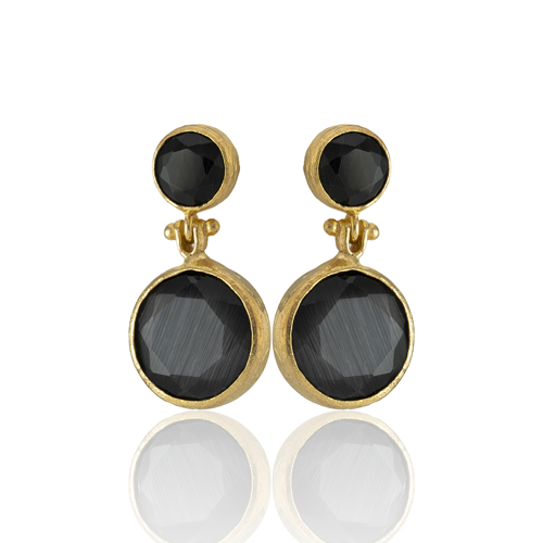 Kadir Jewellery 22 Ayar Altın Kaplama Kadın Taşlı Küpe -El İşçiliği Ve Hipoalerjenik Küpe