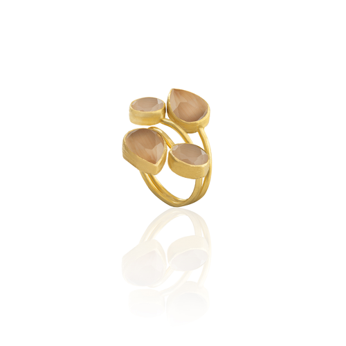 Kadir Jewellery 22 Ayar Altın Kaplama Zirkon Taşlı Kadın Vintage Yüzük
