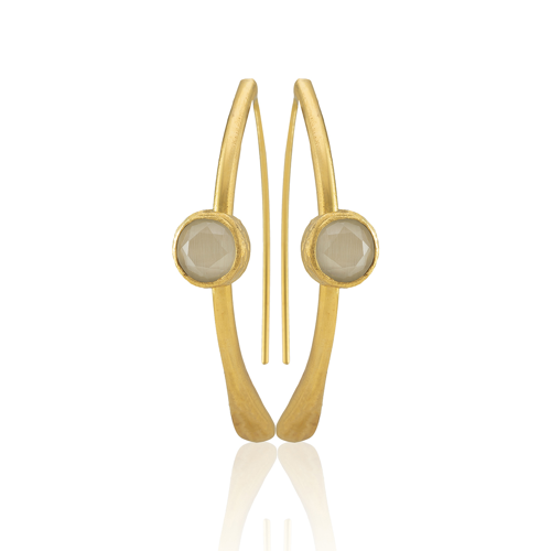 Kadir Jewellery 22 Ayar Altın Kaplama Kadın Taşlı Küpe -El İşçiliği Ve Hipoalerjenik Küpe