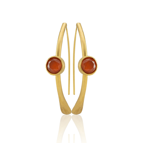 Kadir Jewellery 22 Ayar Altın Kaplama Kadın Taşlı Küpe -El İşçiliği Ve Hipoalerjenik Küpe