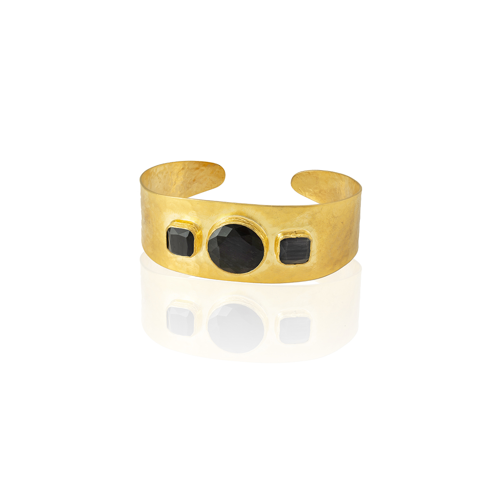 Kadir Jewellery 22 Ayar Altın Kaplama El İşçiliği Zirkon Taşlı Kadın Kelepçe Bilezik