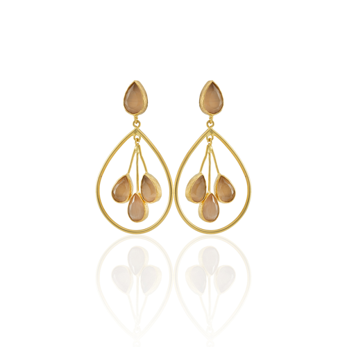 Kadir Jewellery 22 Ayar Altın Kaplama Kadın Sallantılı Küpe -El İşçiliği Ve Hipoalerjenik Küpe