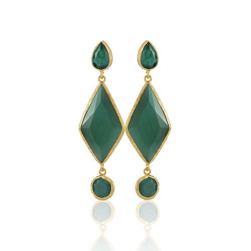 Kadir Jewellery 22 Ayar Altın Kaplama Kadın Sallantılı Küpe -El İşçiliği Ve Hipoalerjenik Küpe
