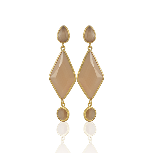Kadir Jewellery 22 Ayar Altın Kaplama Kadın Sallantılı Küpe -El İşçiliği Ve Hipoalerjenik Küpe