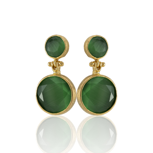 Kadir Jewellery 22 Ayar Altın Kaplama Kadın Taşlı Küpe -El İşçiliği Ve Hipoalerjenik Küpe