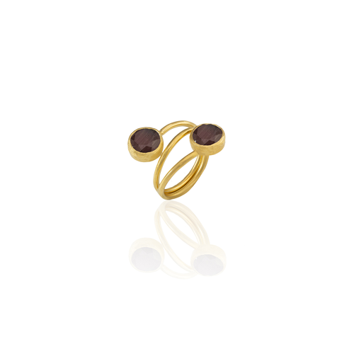 Kadir Jewellery 22 Ayar Altın Kaplama Zirkon Taşlı Ayarlanabilir Renkli Taşlı Yüzük