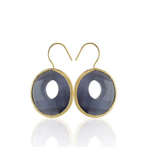 Kadir Jewellery 22 Ayar Altın Kaplama Kadın Taşlı Küpe -El İşçiliği Ve Hipoalerjenik Küpe
