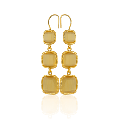 Kadir Jewellery 22 Ayar Altına Kaplama Kadın Sallantılı Küpe -El İşçiliği Ve Hipoalerjenik Küpe