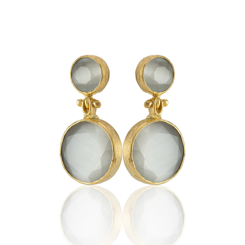 Kadir Jewellery 22 Ayar Altın Kaplama Kadın Taşlı Küpe -El İşçiliği Ve Hipoalerjenik Küpe