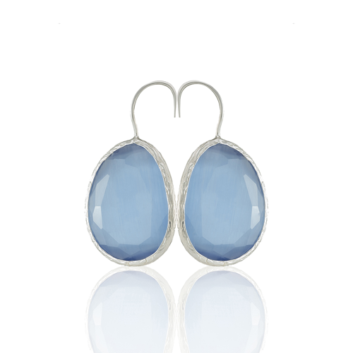 Kadir Jewellery Gümüş Kaplama Fosil Taşlı Küpe -El İşçiliği Ve Hipoalerjenik Küpe