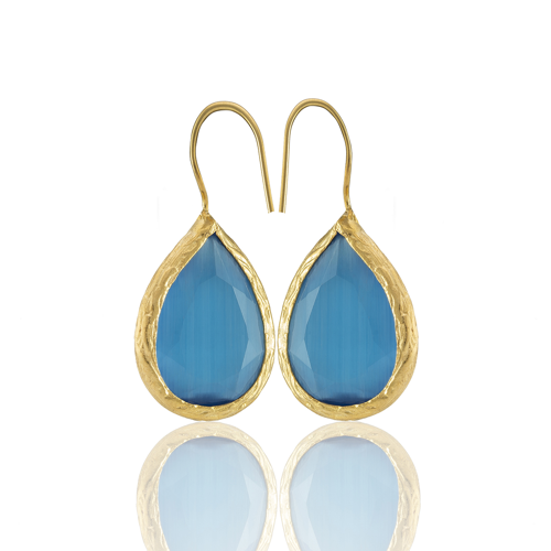 Kadir Jewellery 22 Ayar Altın Kaplama Damla Taşlı Küpe -El İşçiliği Ve Hipoalerjenik Küpe