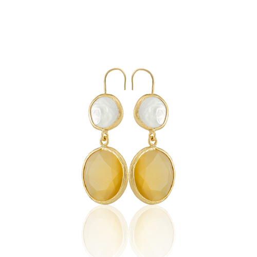 Kadir Jewellery 22 Ayar Altın Kaplama Kadın İnci Küpe -El İşçiliği Ve Hipoalerjenik Küpe