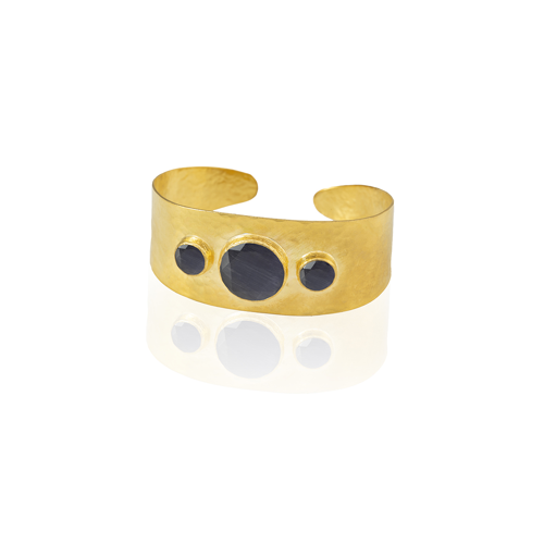 Kadir Jewellery 22 Ayar Altın Kaplama El İşçiliği Zirkon Taşlı Kadın Kelepçe Bilezik