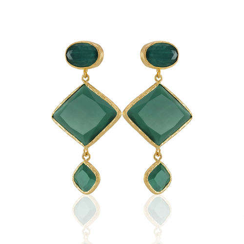 Kadir Jewellery 22 Ayar Altın Kaplama Kadın Sallantılı Küpe -El İşçiliği Ve Hipoalerjenik Küpe