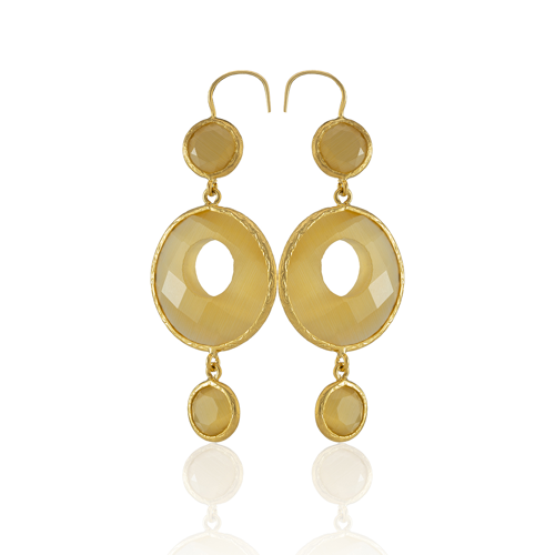 Kadir Jewellery 22 Ayar Altın Kaplama Kadın Sallantılı Küpe -El İşçiliği Ve Hipoalerjenik Küpe
