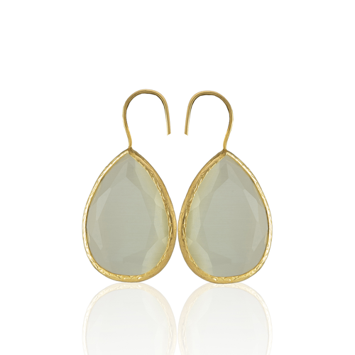 Kadir Jewellery 22 Ayar Altın Kaplama Damla Taşlı Küpe -El İşçiliği Ve Hipoalerjenik Küpe