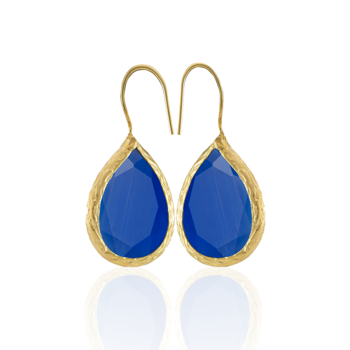 Kadir Jewellery 22 Ayar Altın Kaplama Damla Taşlı Küpe -El İşçiliği Ve Hipoalerjenik Küpe