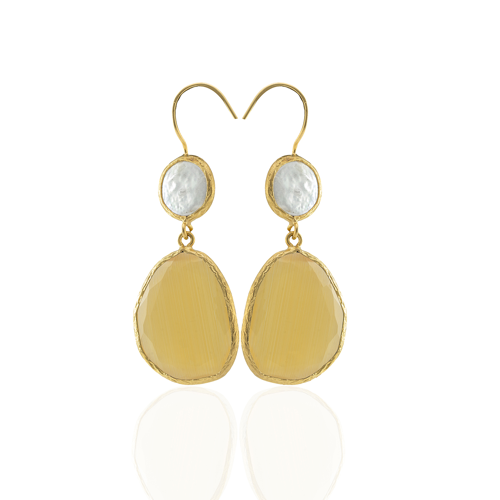 Kadir Jewellery 22 Ayar Altın Kaplama Kadın Sallantılı Küpe -El İşçiliği Ve Hipoalerjenik Küpe