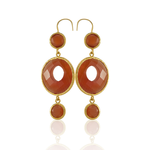 Kadir Jewellery 22 Ayar Altın Kaplama Kadın Sallantılı Küpe -El İşçiliği Ve Hipoalerjenik Küpe