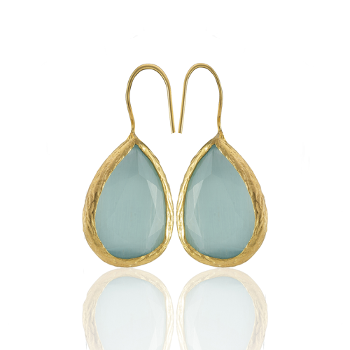 Kadir Jewellery 22 Ayar Altın Kaplama Damla Taşlı Küpe -El İşçiliği Ve Hipoalerjenik Küpe