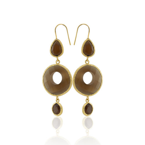 Kadir Jewellery 22 Ayar Altın Kaplama Kadın Sallantılı Küpe -El İşçiliği Ve Hipoalerjenik Küpe