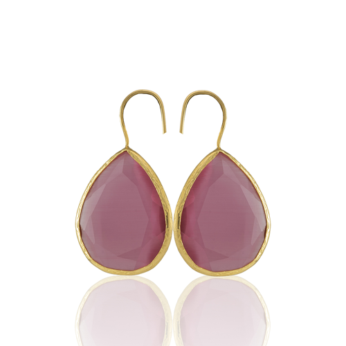 Kadir Jewellery 22 Ayar Altın Kaplama Damla Taşlı Küpe -El İşçiliği Ve Hipoalerjenik Küpe