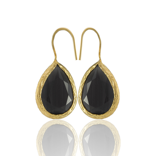 Kadir Jewellery 22 Ayar Altın Kaplama Damla Taşlı Küpe -El İşçiliği Ve Hipoalerjenik Küpe