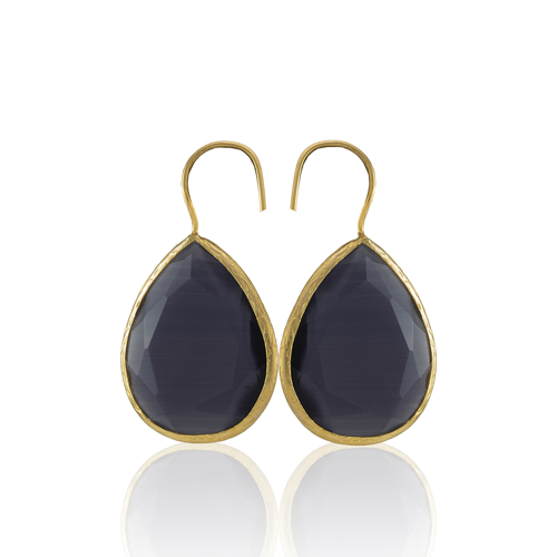 Kadir Jewellery 22 Ayar Altın Kaplama Damla Taşlı Küpe -El İşçiliği Ve Hipoalerjenik Küpe