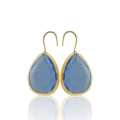 Kadir Jewellery 22 Ayar Altın Kaplama Damla Taşlı Küpe -El İşçiliği Ve Hipoalerjenik Küpe