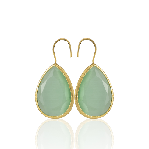 Kadir Jewellery 22 Ayar Altın Kaplama Damla Taşlı Küpe -El İşçiliği Ve Hipoalerjenik Küpe