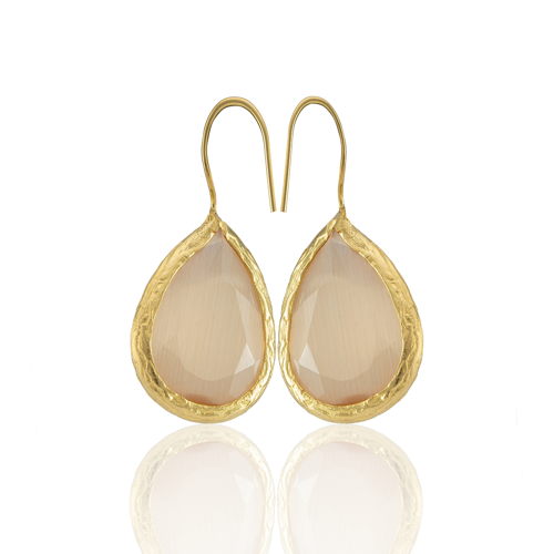 Kadir Jewellery 22 Ayar Altın Kaplama Damla Taşlı Küpe -El İşçiliği Ve Hipoalerjenik Küpe