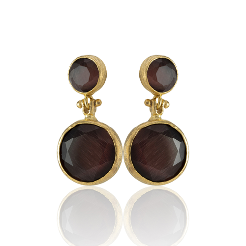 Kadir Jewellery 22 Ayar Altın Kaplama Kadın Taşlı Küpe -El İşçiliği Ve Hipoalerjenik Küpe