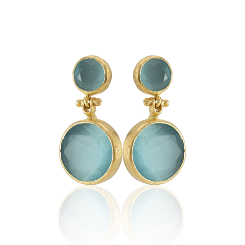 Kadir Jewellery 22 Ayar Altın Kaplama Kadın Taşlı Küpe -El İşçiliği Ve Hipoalerjenik Küpe
