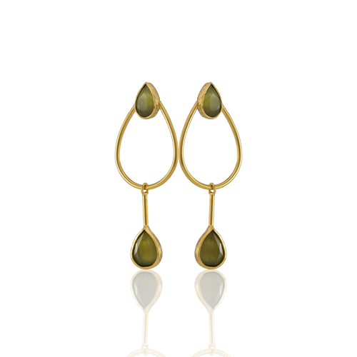 Kadir Jewellery 22 Ayar Altın Kaplama Kadın Sallantılı Küpe -El İşçiliği Ve Hipoalerjenik Küpe-E85