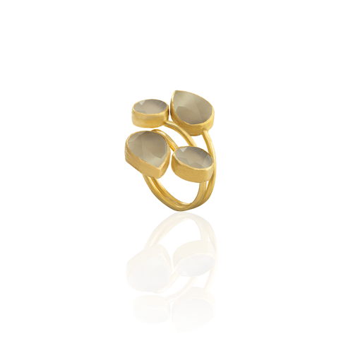 Kadir Jewellery 22 Ayar Altın Kaplama Zirkon Taşlı Kadın Vintage Yüzük