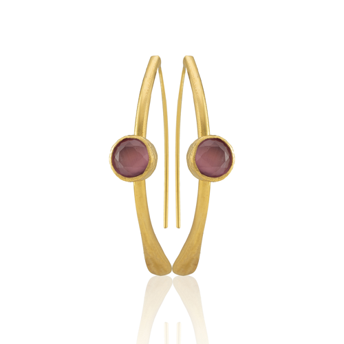 Kadir Jewellery 22 Ayar Altın Kaplama Kadın Taşlı Küpe -El İşçiliği Ve Hipoalerjenik Küpe