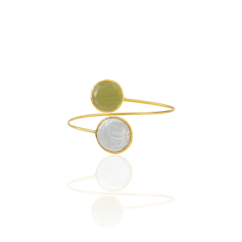 Kadir Jewellery 22 Ayar Altın Kaplama Ayarlanabilir İnci Bilezik