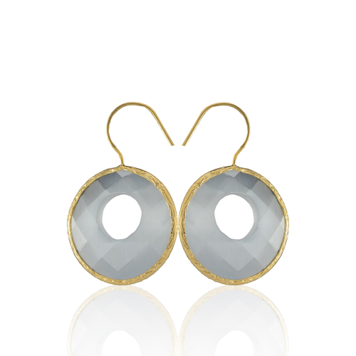 Kadir Jewellery 22 Ayar Altın Kaplama Kadın Taşlı Küpe -El İşçiliği Ve Hipoalerjenik Küpe