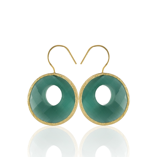 Kadir Jewellery 22 Ayar Altın Kaplama Kadın Taşlı Küpe -El İşçiliği Ve Hipoalerjenik Küpe