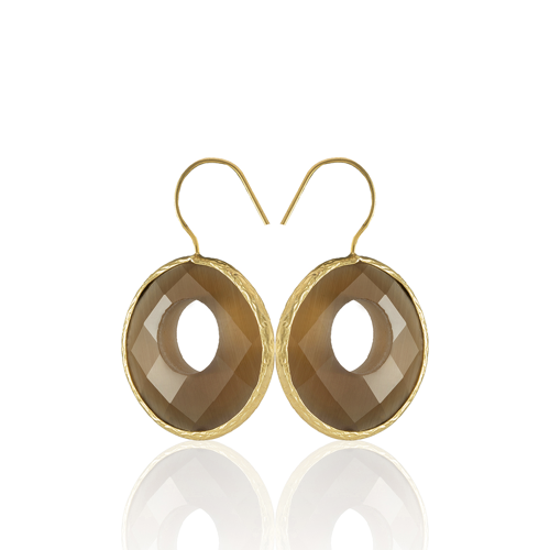 Kadir Jewellery 22 Ayar Altın Kaplama Kadın Taşlı Küpe -El İşçiliği Ve Hipoalerjenik Küpe