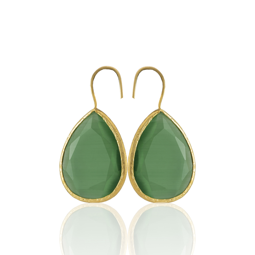 Kadir Jewellery 22 Ayar Altın Kaplama Damla Taşlı Küpe -El İşçiliği Ve Hipoalerjenik Küpe