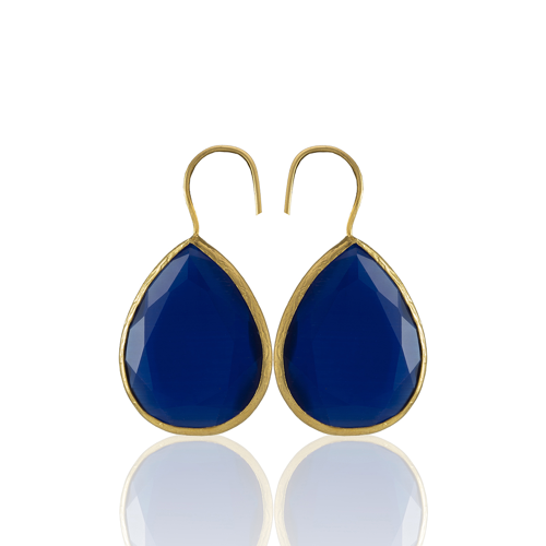 Kadir Jewellery 22 Ayar Altın Kaplama Damla Taşlı Küpe -El İşçiliği Ve Hipoalerjenik Küpe