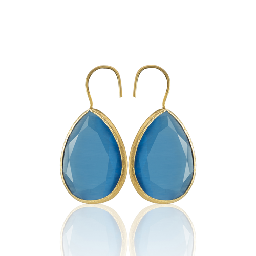 Kadir Jewellery 22 Ayar Altın Kaplama Damla Taşlı Küpe -El İşçiliği Ve Hipoalerjenik Küpe