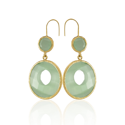 Kadir Jewellery 22 Ayar Altın Kaplama Kadın Taşlı Küpe -El İşçiliği Ve Hipoalerjenik Küpe