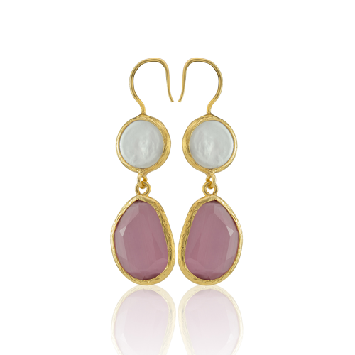 Kadir Jewellery 22 Ayar Altın Kaplama Kadın İnci Küpe -El İşçiliği Ve Hipoalerjenik Küpe