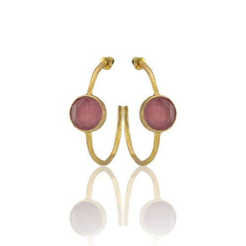 Kadir Jewellery 22 Ayar Altın Kaplama Kadın Taşlı Küpe -El İşçiliği Ve Hipoalerjenik Küpe