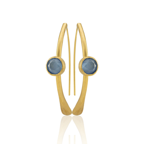 Kadir Jewellery 22 Ayar Altın Kaplama Kadın Taşlı Küpe -El İşçiliği Ve Hipoalerjenik Küpe