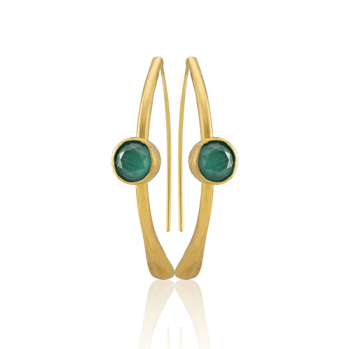 Kadir Jewellery 22 Ayar Altın Kaplama Kadın Taşlı Küpe -El İşçiliği Ve Hipoalerjenik Küpe