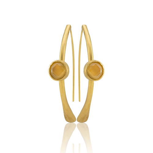 Kadir Jewellery 22 Ayar Altın Kaplama Kadın Taşlı Küpe -El İşçiliği Ve Hipoalerjenik Küpe